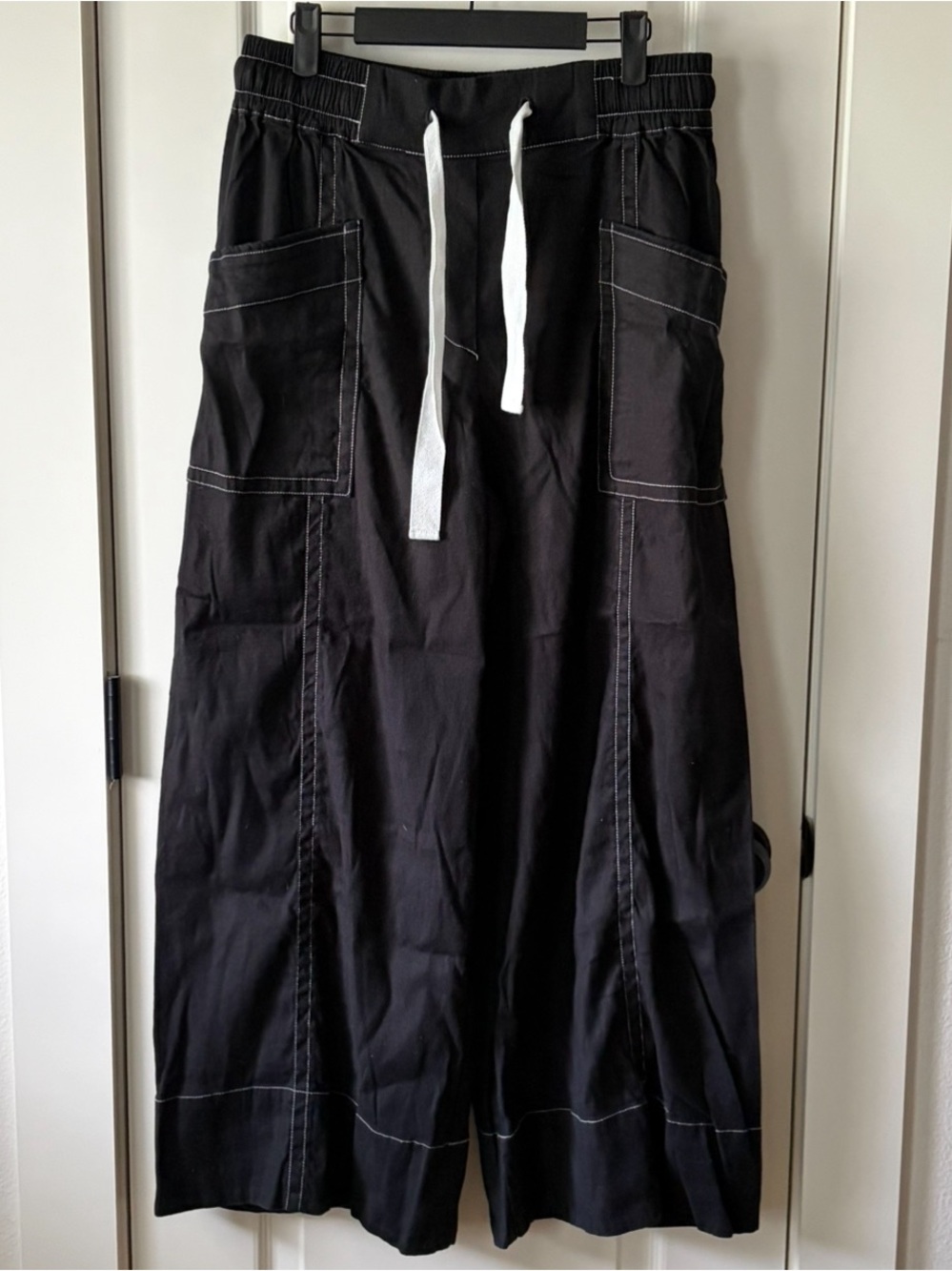 Anthropologie Maeve La Ponche Pull On Linen Wide Leg Pants Black - Picture 3 of 5